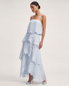 Orchid Embroidered Layered Maxi Dress - Light Blue