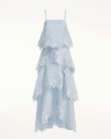 Orchid Embroidered Layered Maxi Dress - Light Blue