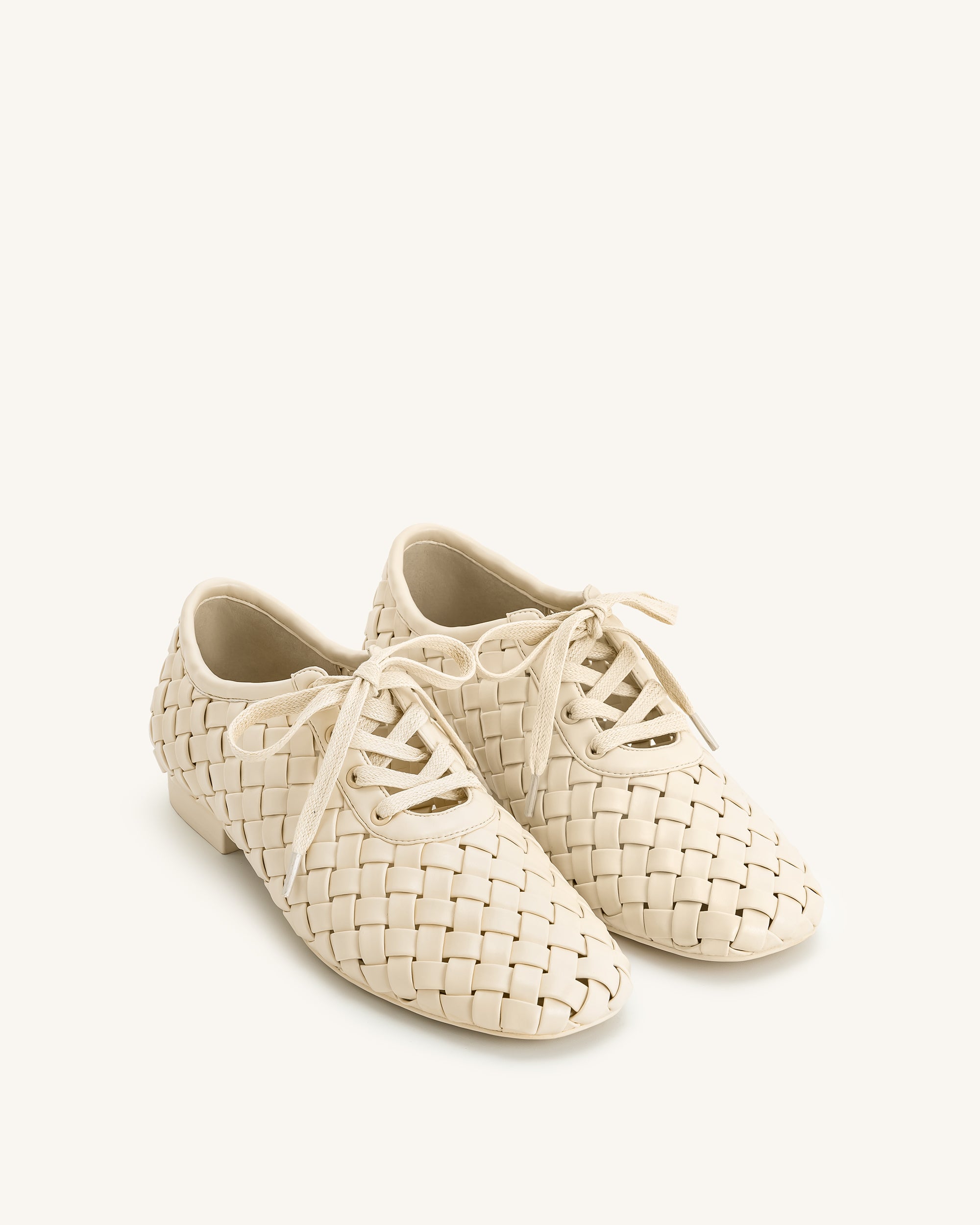 Kayla Weave Strap Flat Shoes - Beige