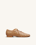 Kayla Weave Strap Flat Shoes - Apricot