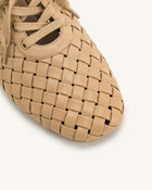 Kayla Weave Strap Flat Shoes - Apricot