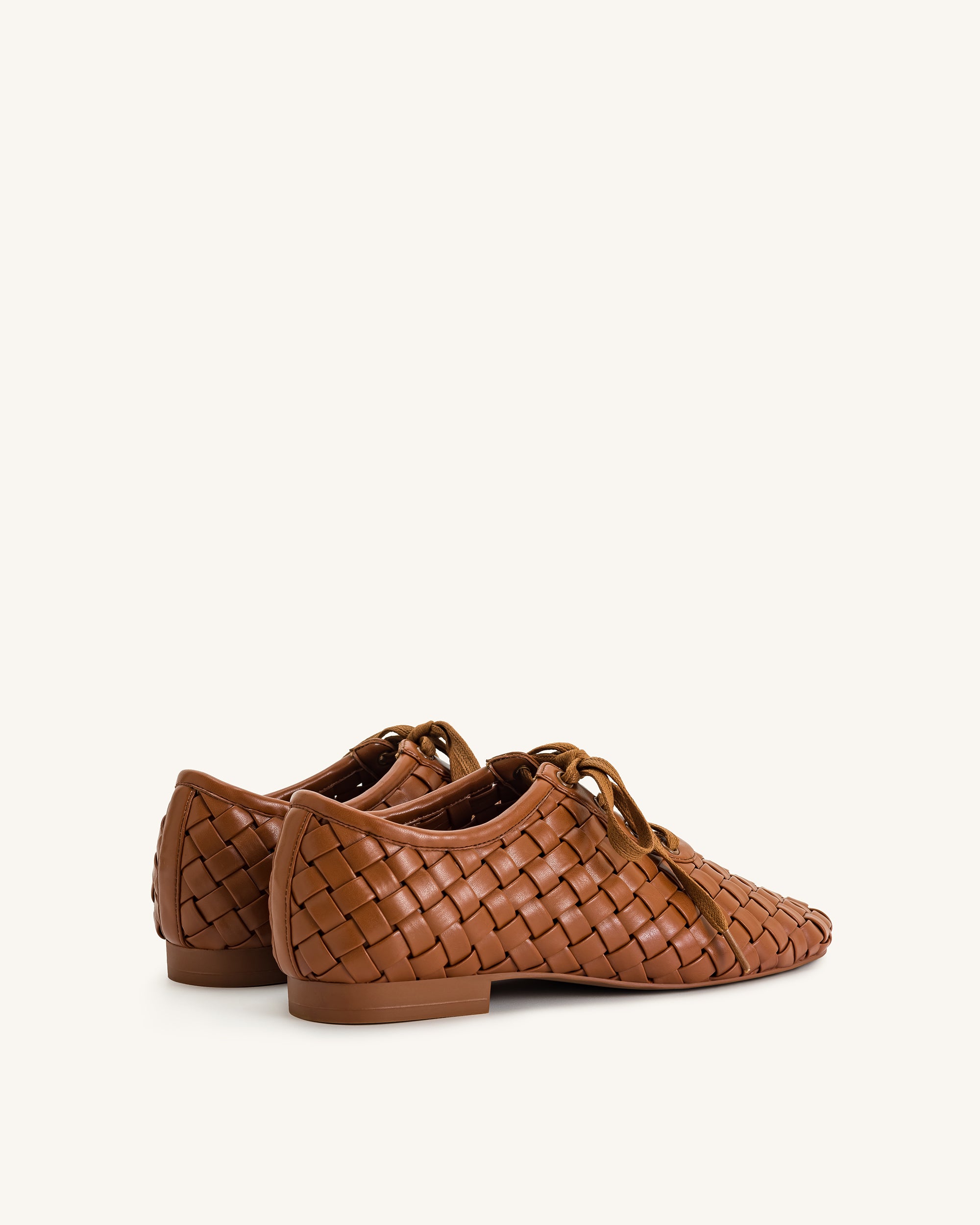 Kayla Weave Strap Flat Shoes - Brown