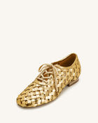 Kayla Weave Strap Flat Shoes - Gold