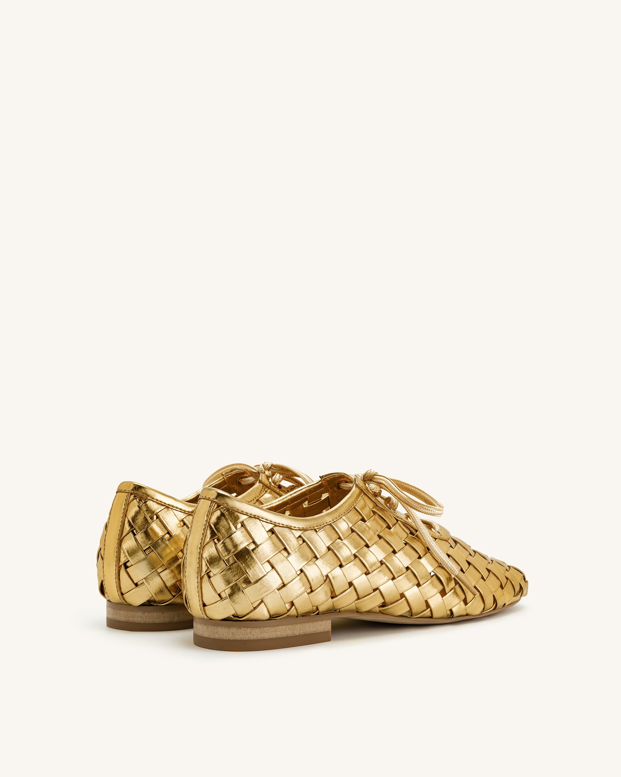 Kayla Weave Strap Flat Shoes - Gold