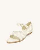 Jocelyn Weave Strap Flip-flops - Beige