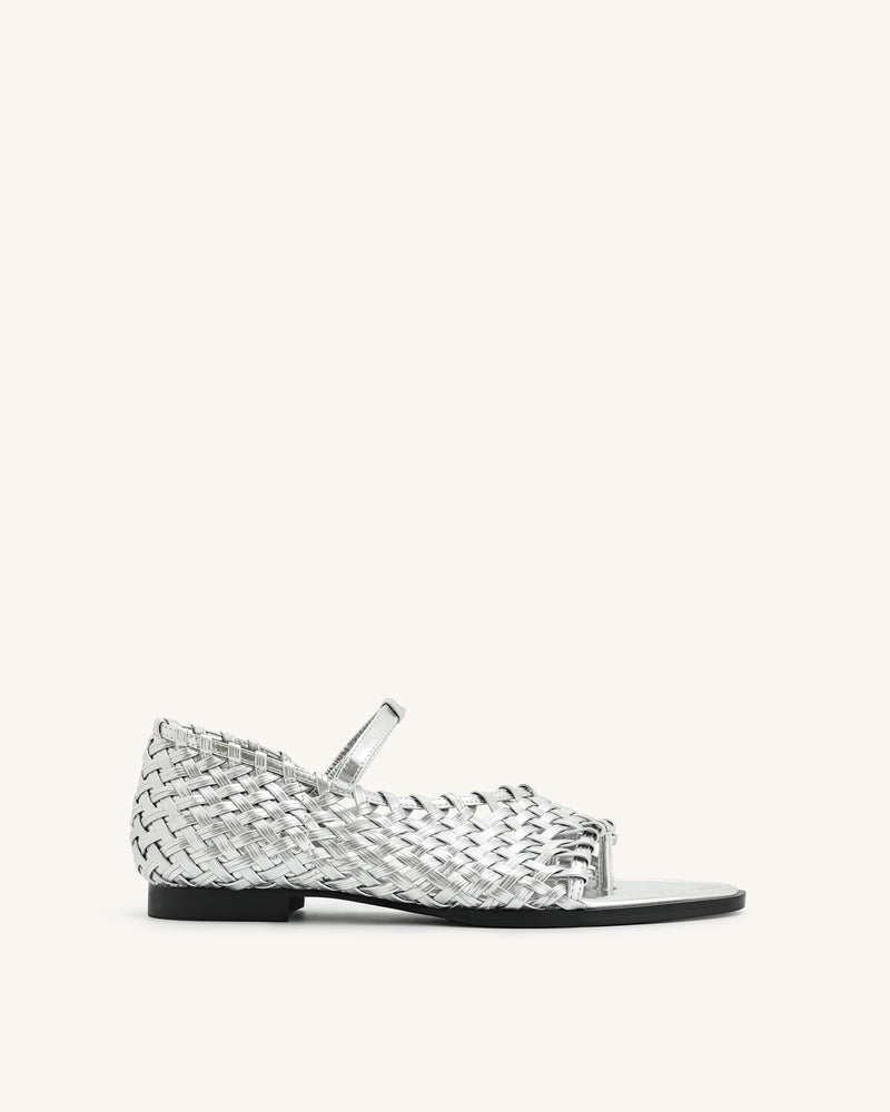 Jocelyn Weave Strap Flip-flops - Silver