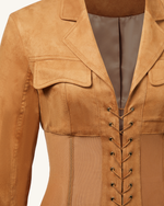 Suede Corset Jacket Mini Dress - Camel