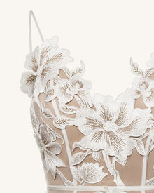 Floral Sling Mini Dress - White