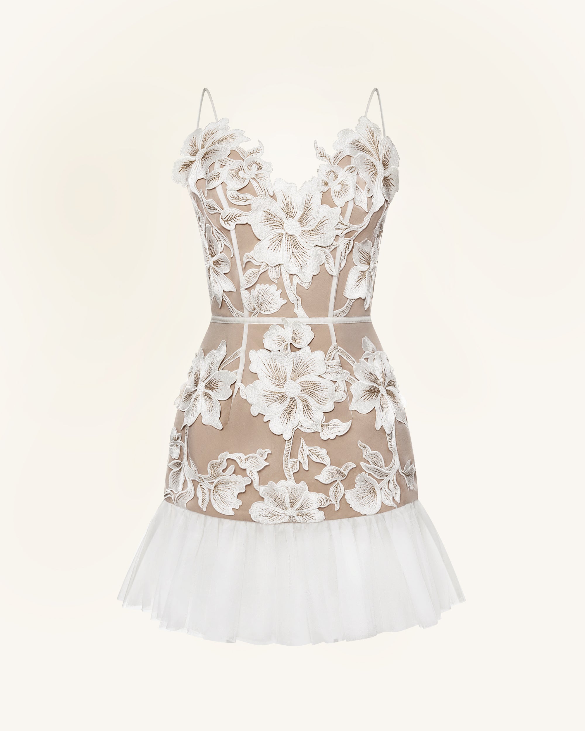 Floral Sling Mini Dress - White