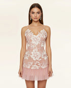 Floral Sling Mini Dress - Blush Pink