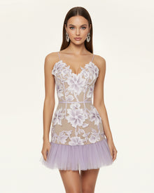 Floral Sling Mini Dress - Lavender