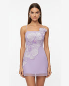 Orchid Appliqué Mini Dress - Lavender