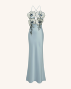 Orchid Embroidered Dress - Light Blue/Ivory