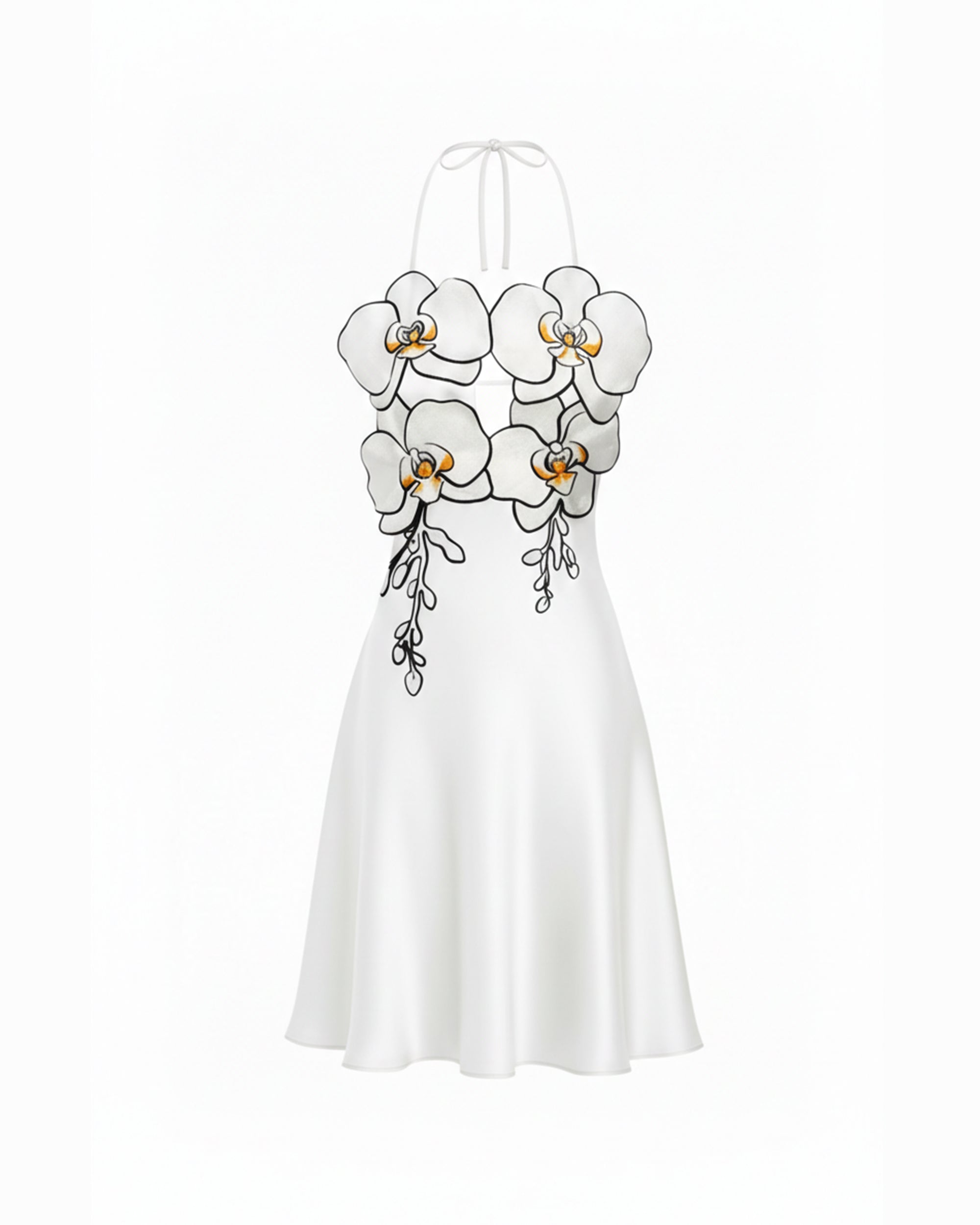 Orchid Embroidered Halter Mini Dress - White