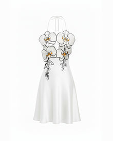 Orchid Embroidered Halter Mini Dress - White