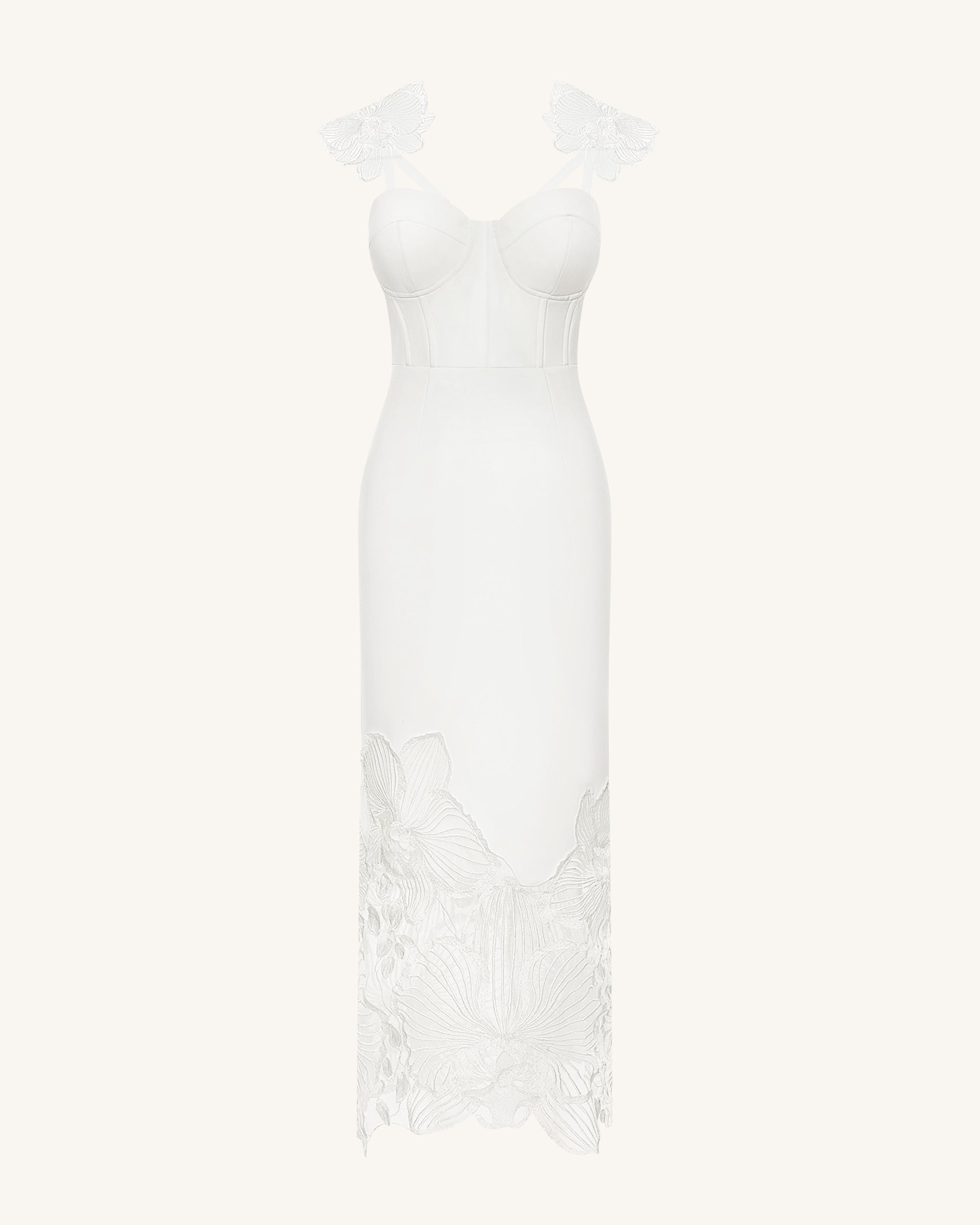 Orchid Embroidered Corset Dress - White