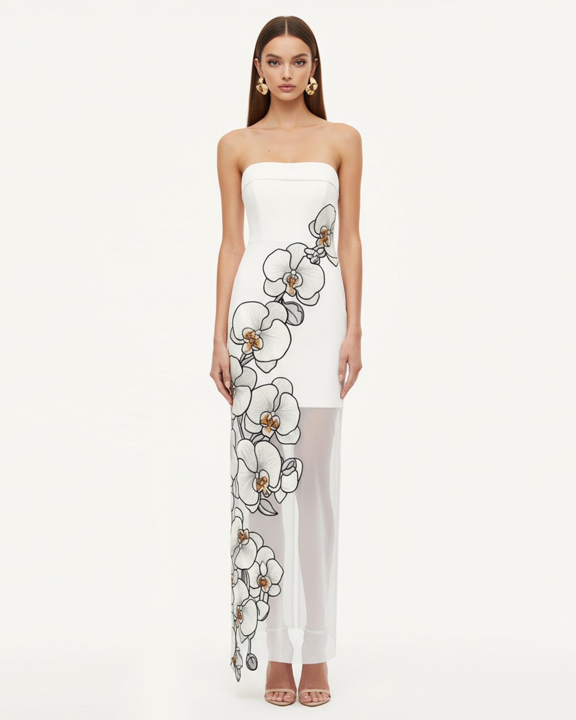 Orchid Embroidered Dress - White