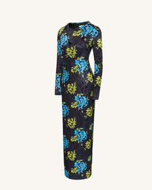 Zoe Vibrant Floral Long Sleeve Gown - Multicolor