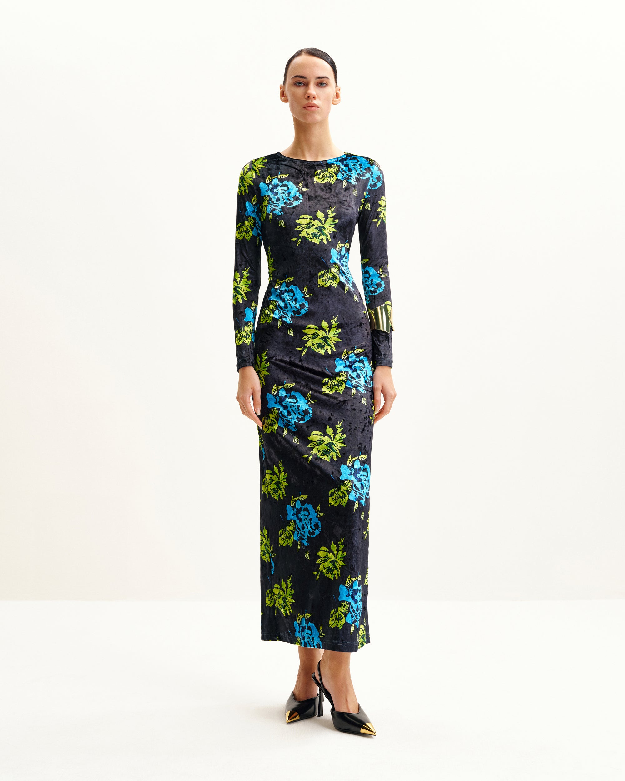 Zoe Vibrant Floral Long Sleeve Gown - Multicolor