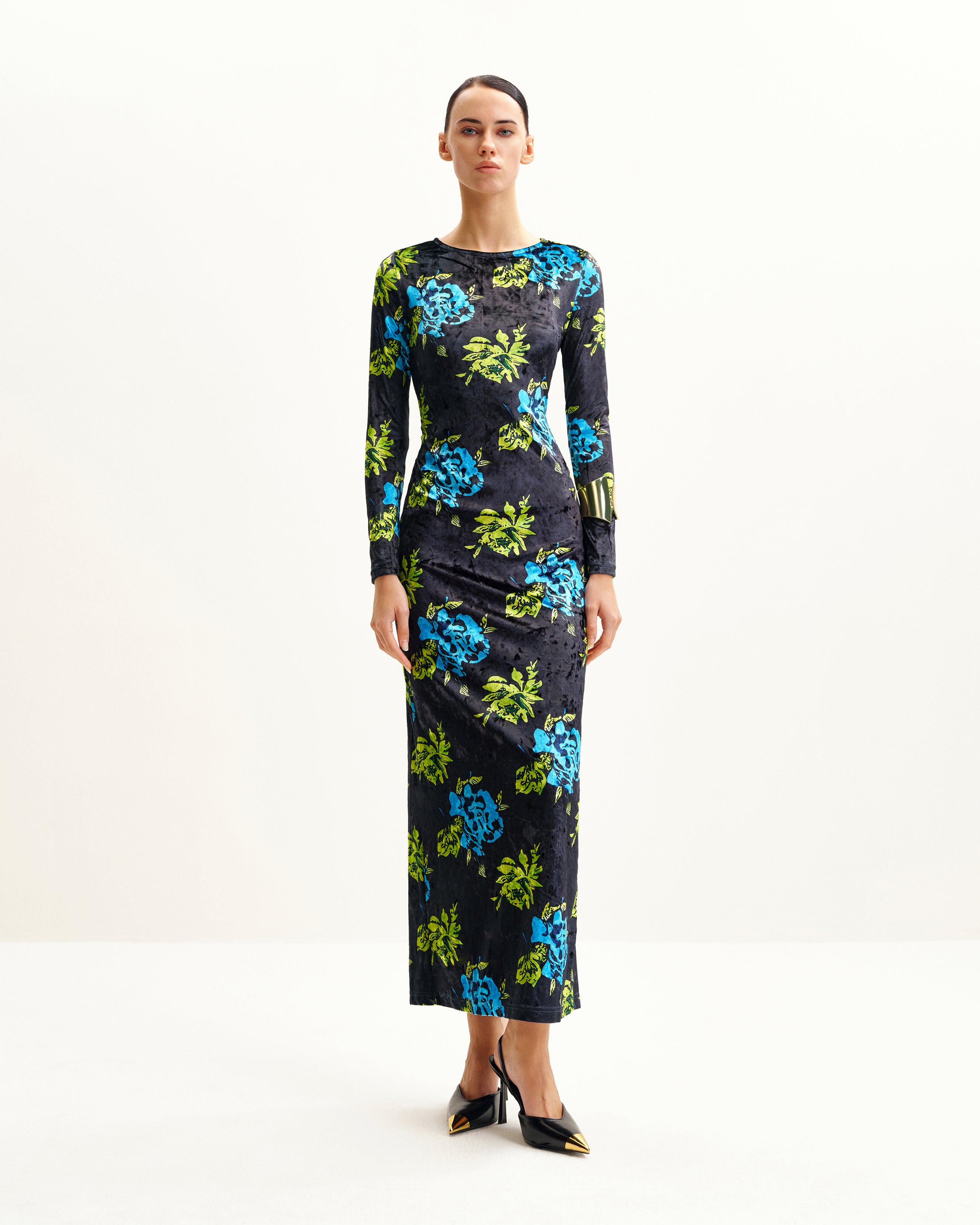 Zoe Vibrant Floral Long Sleeve Gown - Multicolor