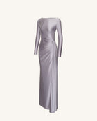 Amara Metallic Ruched Dress - Silver