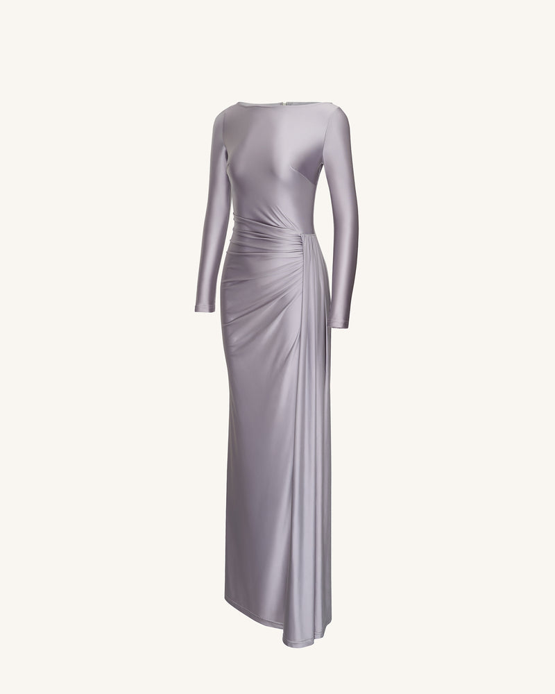 Amara Metallic Ruched Dress - Silver