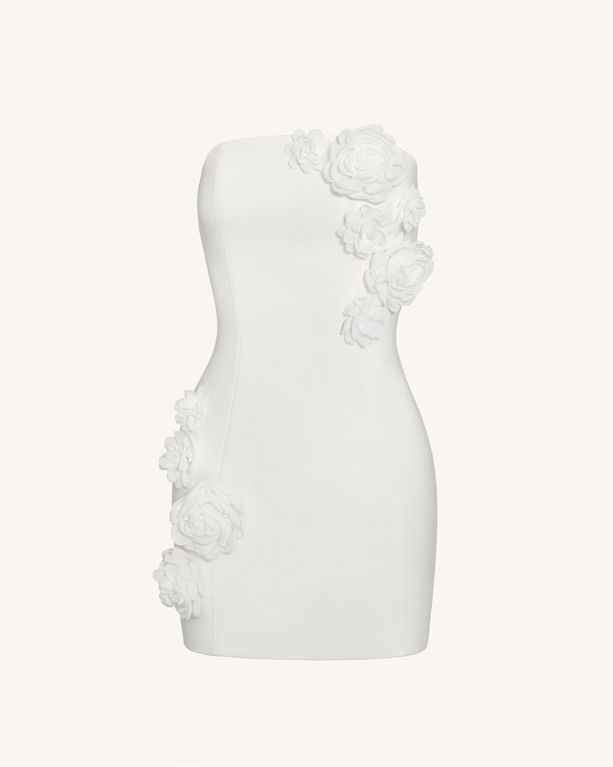 Blossoming Elegance Strapless Dress - White