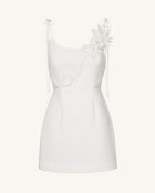 Floral Vine Tie Dress - White
