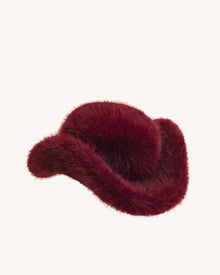 Elora Faux Fur Cowboy Hat - Burgundy