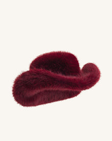 Elora Faux Fur Cowboy Hat - Burgundy