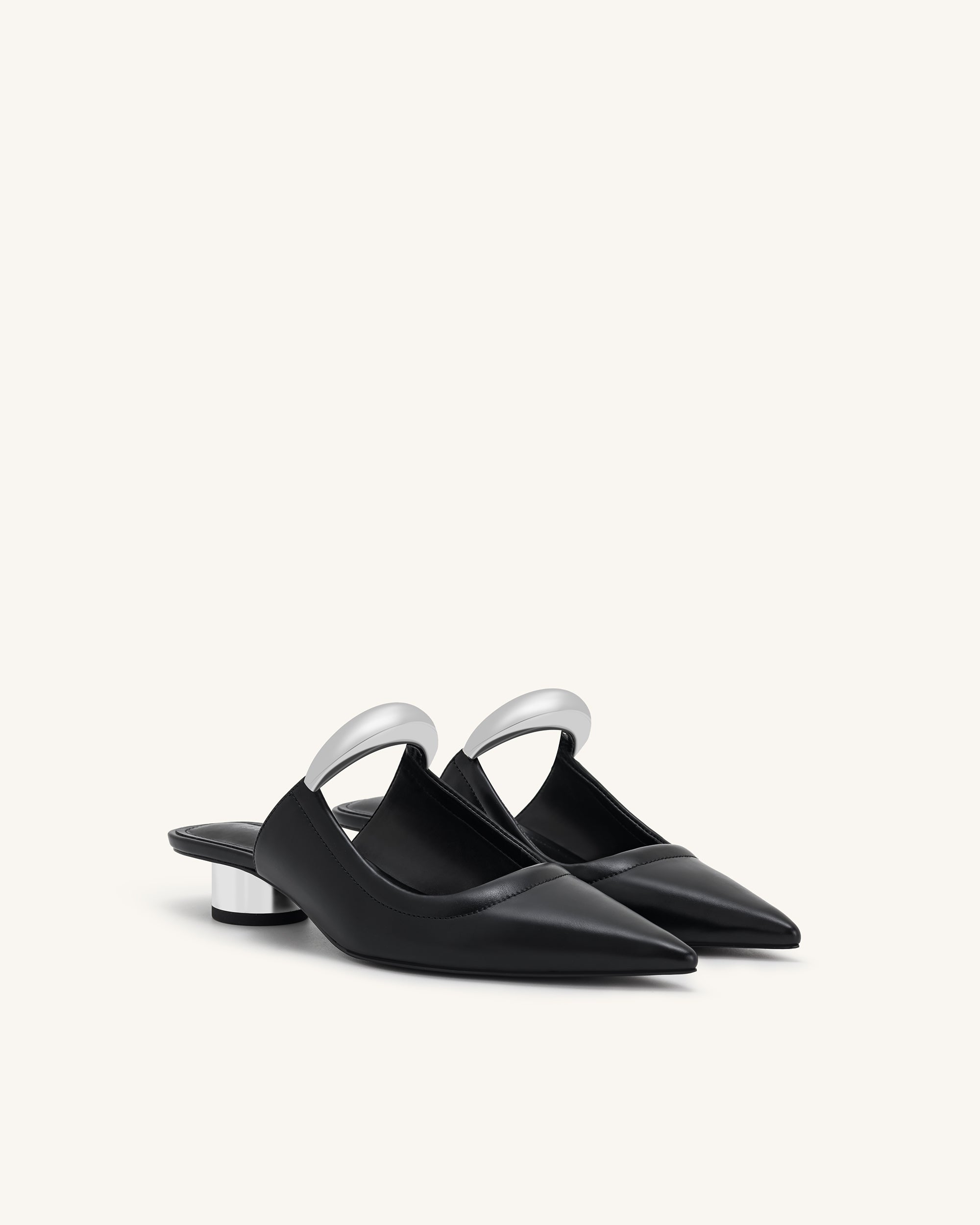 Helena  Pierced Mules - Black