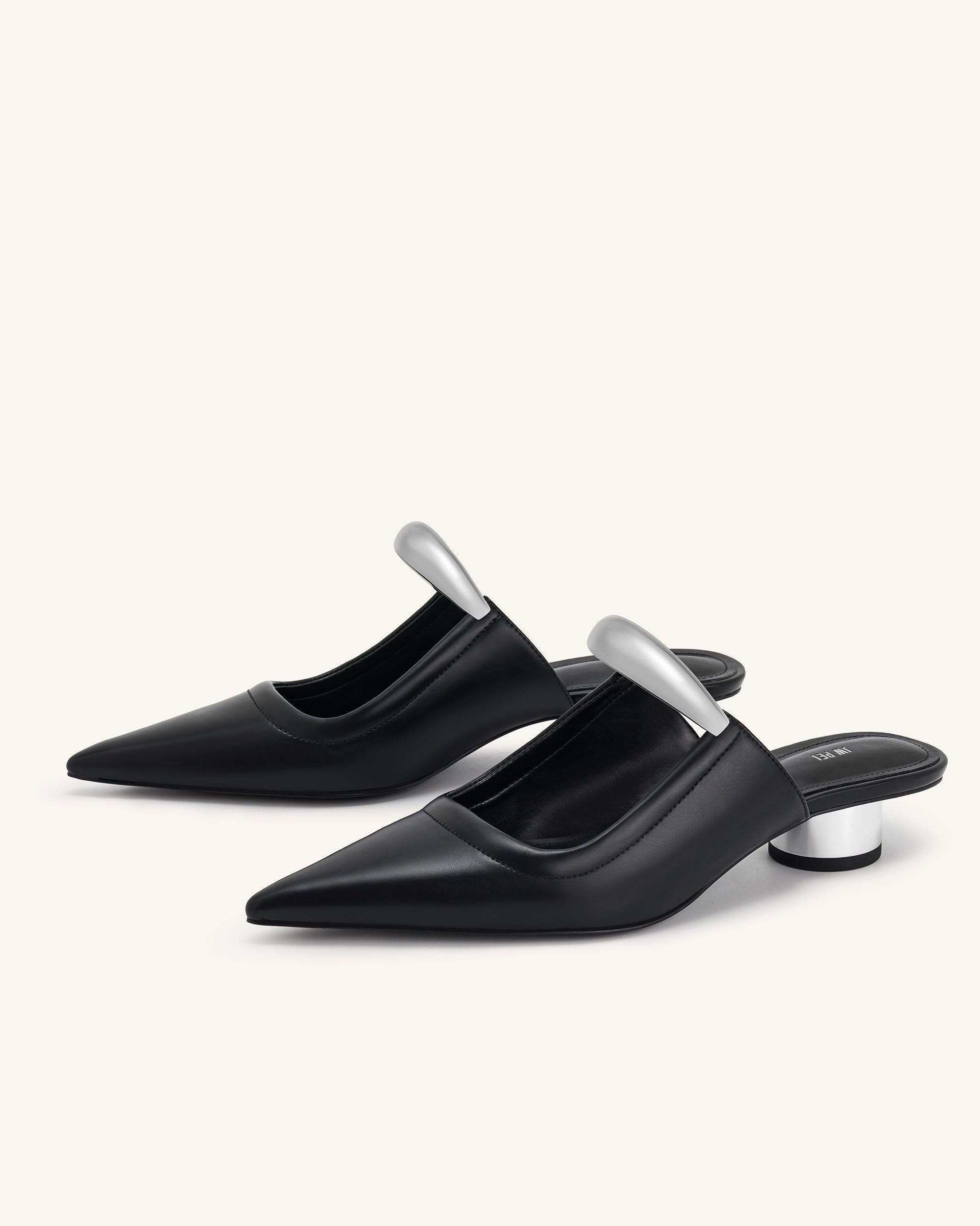 Helena  Pierced Mules - Black