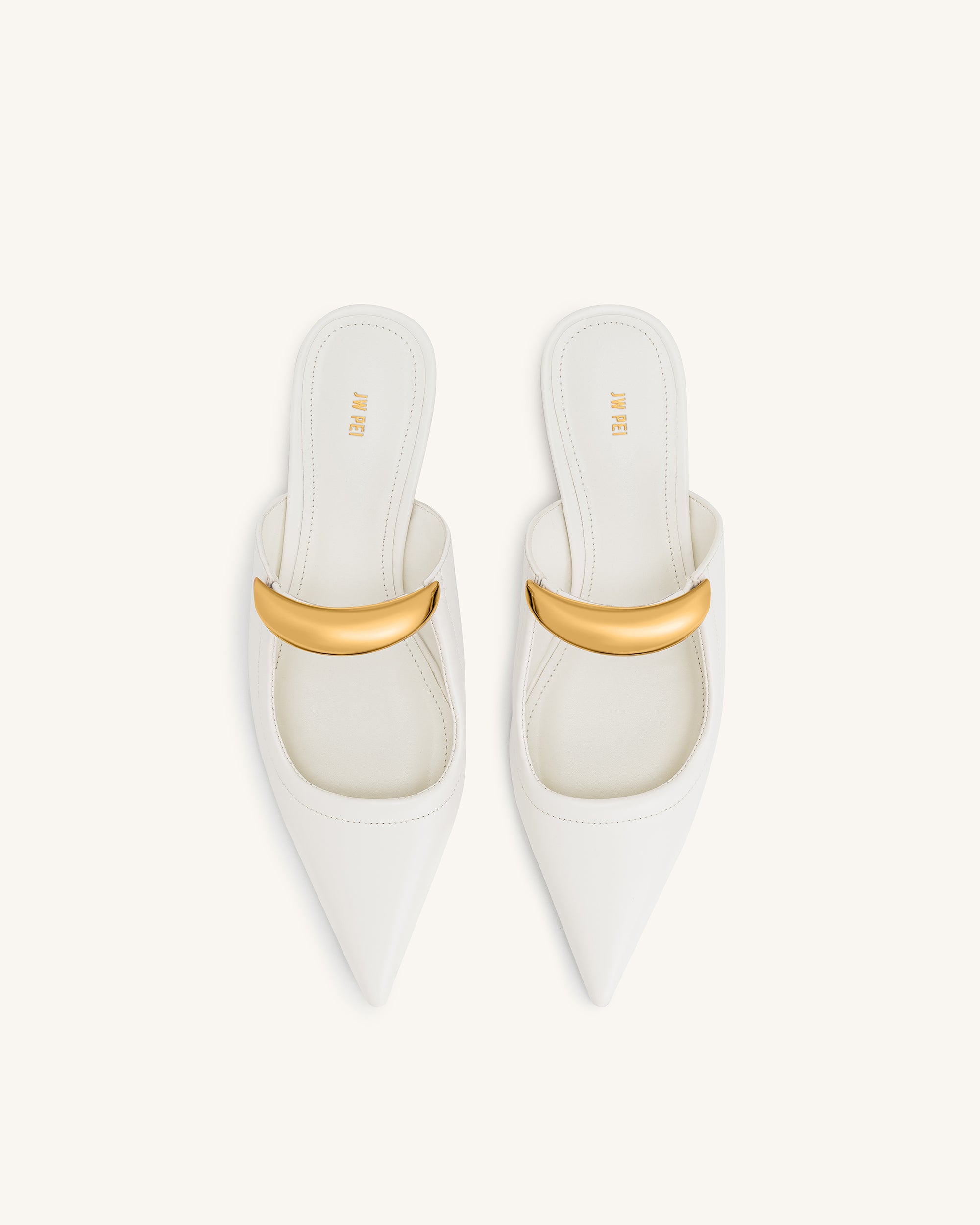 Helena  Pierced Mules - White