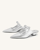 Helena  Pierced Mules - Silver