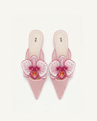 Helena Embroidery Decoration Pierced Mules - Pink
