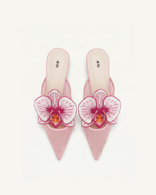 Helena Embroidery Decoration Pierced Mules - Pink