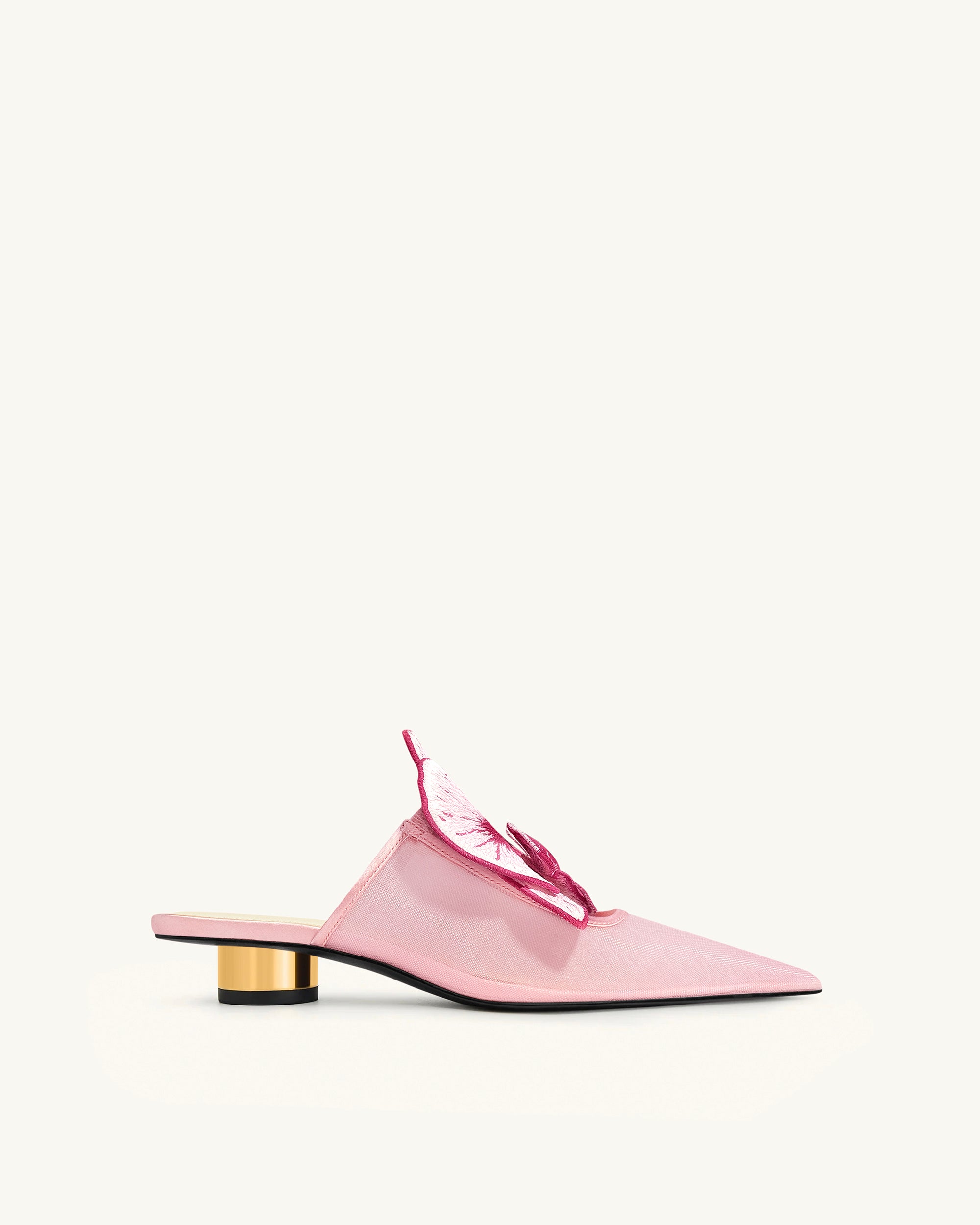 Helena Embroidery Decoration Pierced Mules - Pink