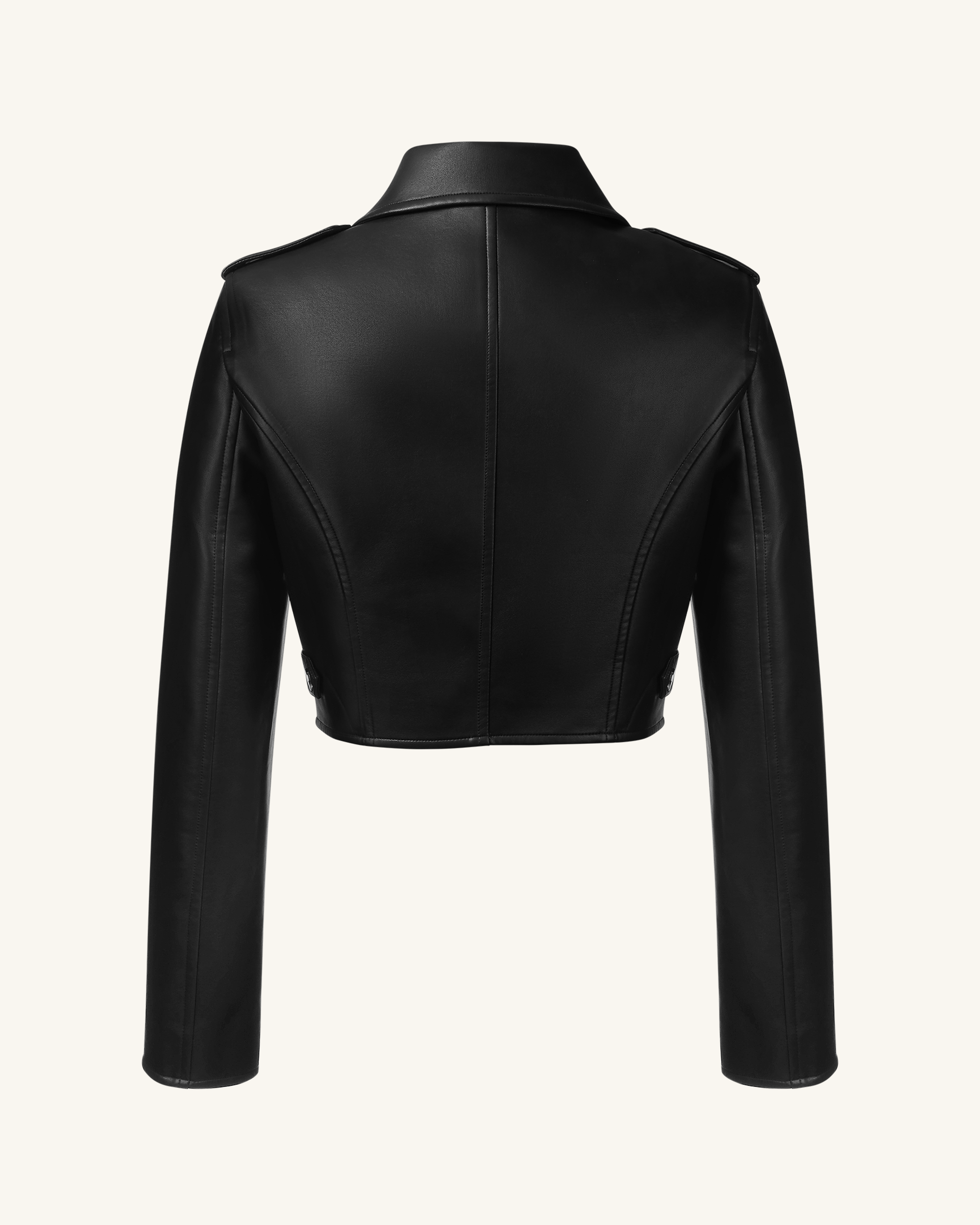 Sophie Cropped Leather Jacket - Black & Red