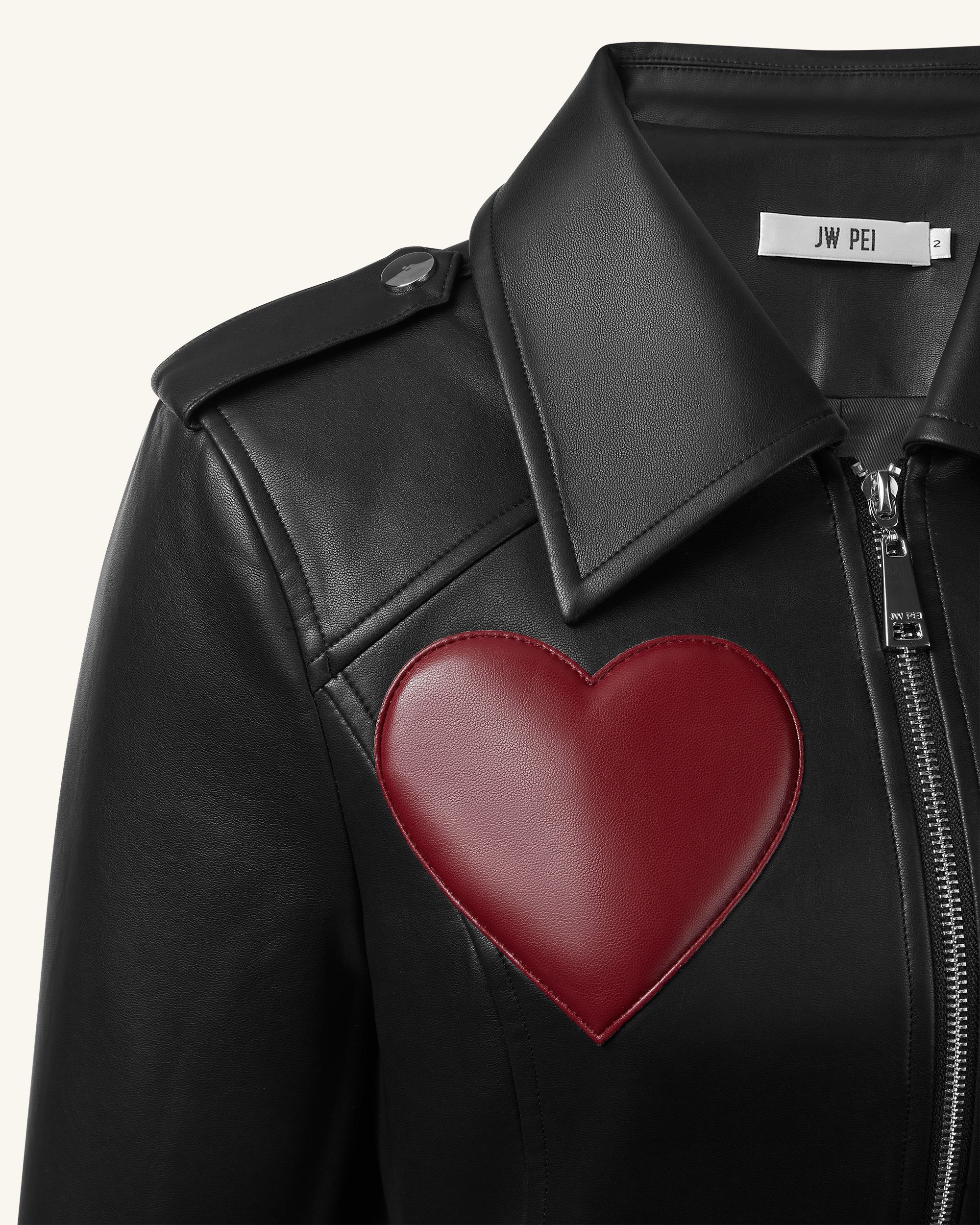 Sophie Cropped Leather Jacket - Black & Red