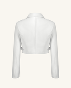 Sophie Cropped Leather Jacket - White & Red