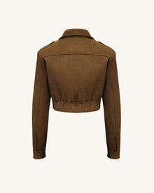 Adeline  Faux Suede Jacket - Brown