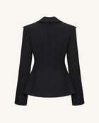 Layla Lock Buckle Deep-V Blazer - Black