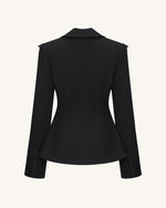 Layla Lock Buckle Deep-V Blazer - Black