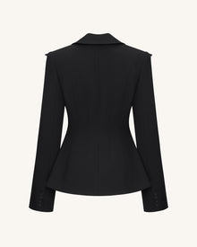 Layla Lock Buckle Deep-V Blazer - Black