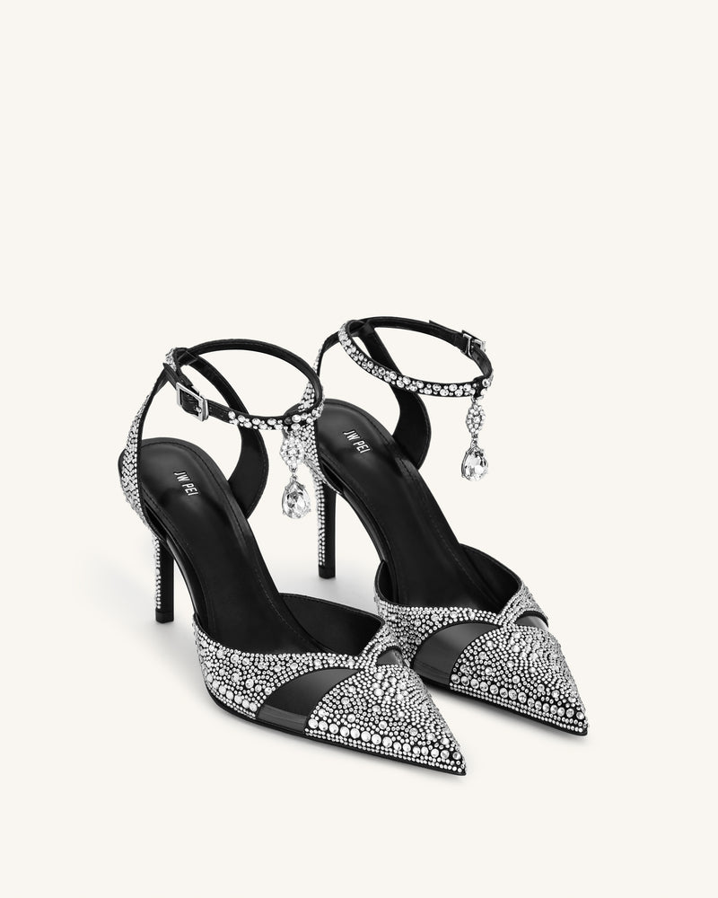 Haidi Artificial Crystal Pumps - Black