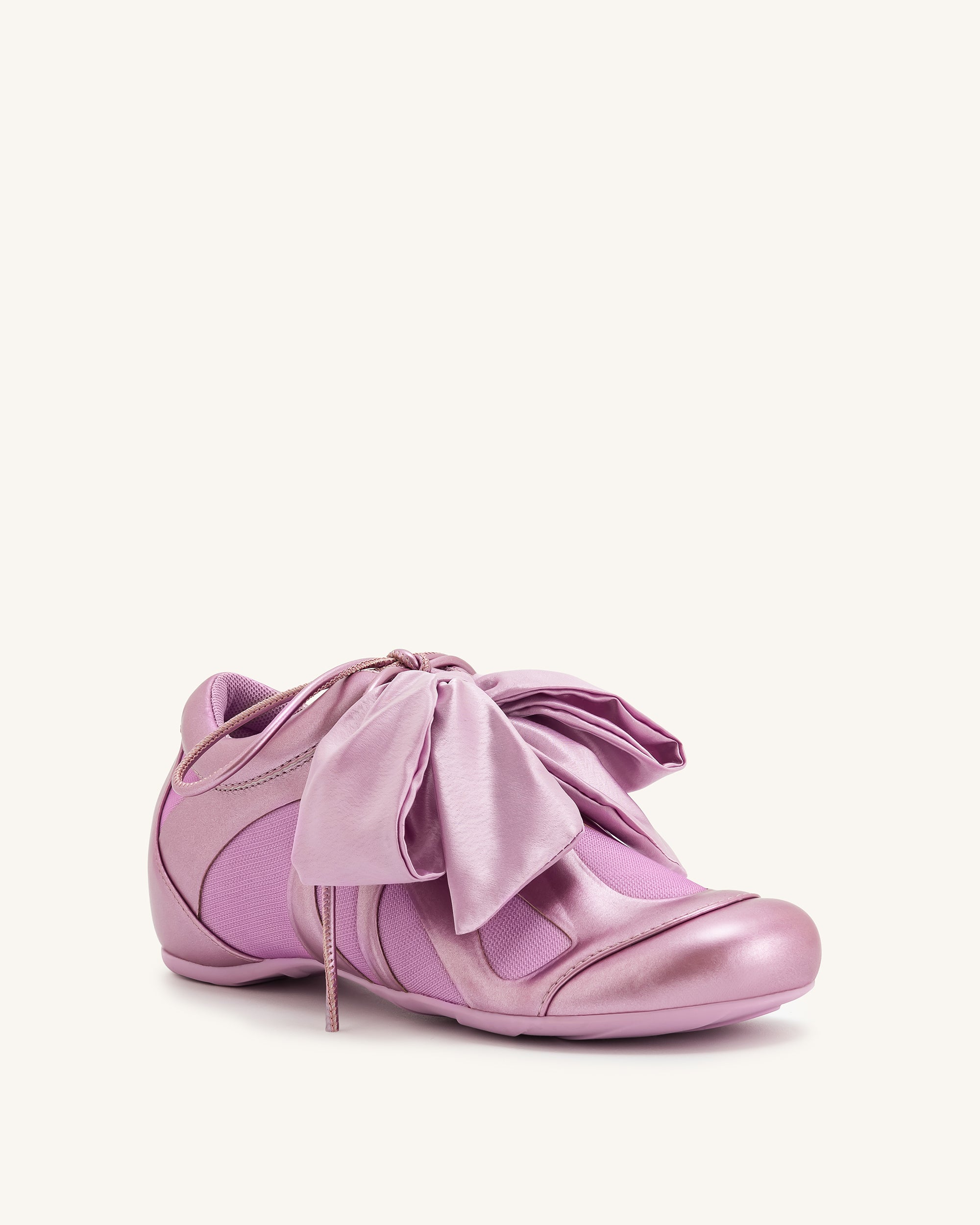 Rosie Metallic Bow Tie Low Top Sneakers - Pink