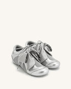 Rosie Metallic Bow Tie Low Top Sneakers - Silver