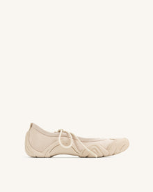 Caitlin Lace-up Ballerina Sneakers  - Beige