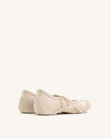 Caitlin Lace-up Ballerina Sneakers  - Beige