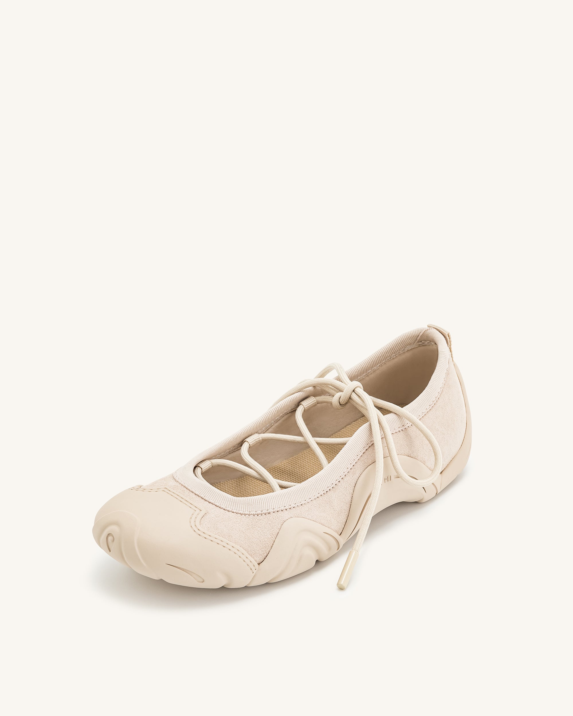 Caitlin Lace-up Ballerina Sneakers  - Beige